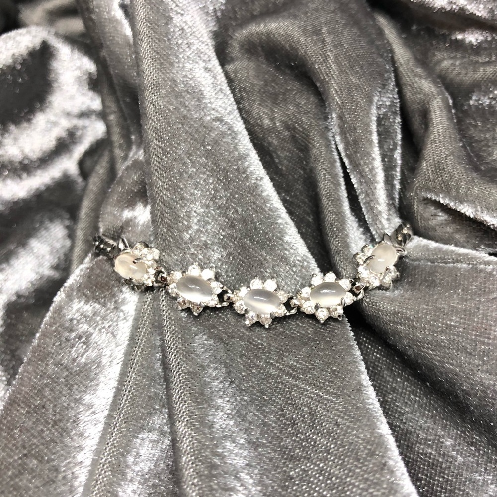 Gemstone Six Opal Bracelet Silver color